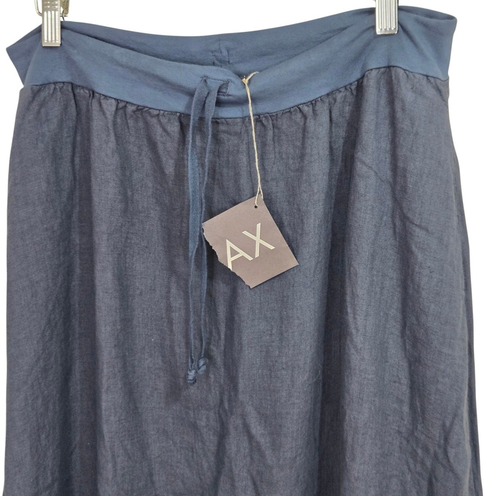 FLAX Maxi Skirt Womens Medium Blue 100% Linen Urban Side Cinch Lagenlook NEW‎ - Picture 3 of 10